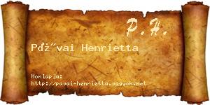 Pávai Henrietta névjegykártya